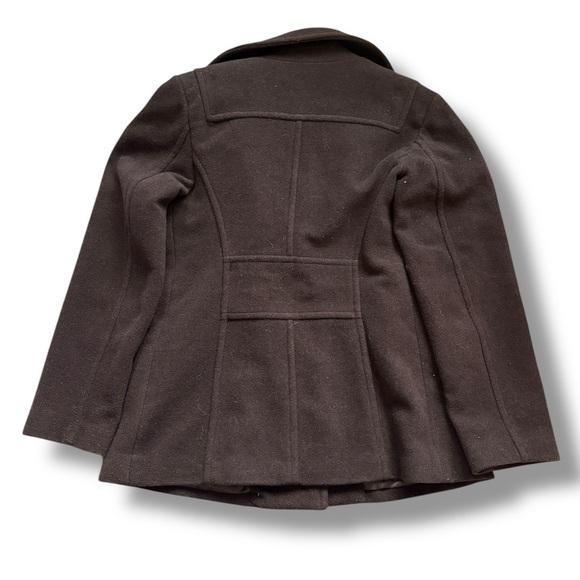 Apostrophe Women's Wool Blend Double Breasted Brown Pea Coat size Small - Picture 2 of 5